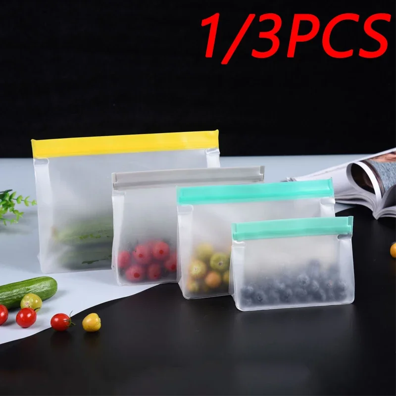 

3PCS Reusable PEVA Fresh-keeping Bag Sealing Fresh Keeper Sealed Leakproof Large Ziplock Kitchen Vegetable Food Packing Sealing