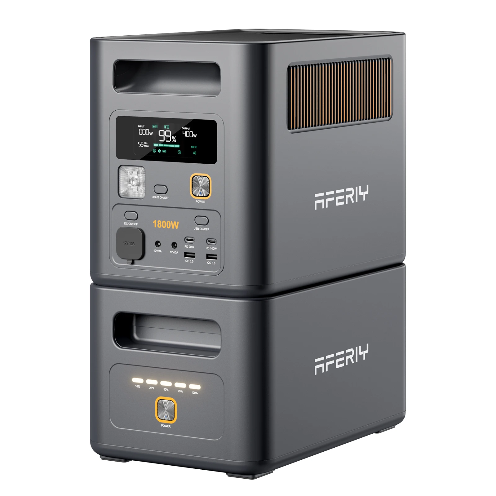 AFERIY Nomad 1800 Combo Batterijset, 1800W 1024Wh Power Station met 1024Wh uitbreidingsbatterij, LiFePO4-cellen van klasse A, uitbreidbaar tot 5120Wh, snelle verzending vanuit een EU-lokaal magazijn.