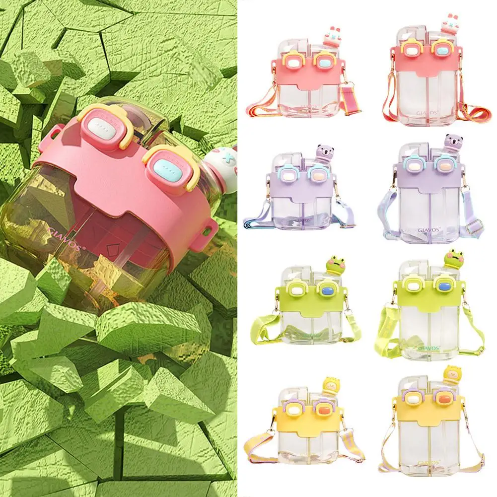 

Kawaii Double Drinking Water Bottle with Straw Straps Travel Cup Portable Student Leak-proof Dustproof 530/780ml Gift Sport A4Q0