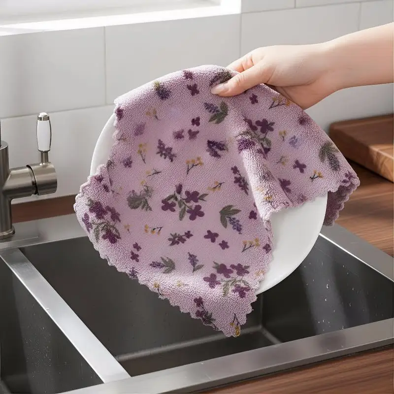 5pcs Kitchen Dishcloths Reusable Towels Multi Purpose Cleaning Cloths Fast Dry for Home Kitchen Dish WipingHot