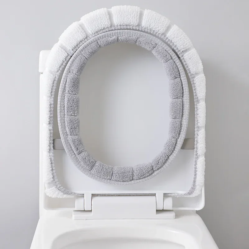 Universal Toilet Seat Cover Pure Color Pattern Closestool Mat Soft Warm Toilet Seat Cushion Bathroom Toilet  Accessories