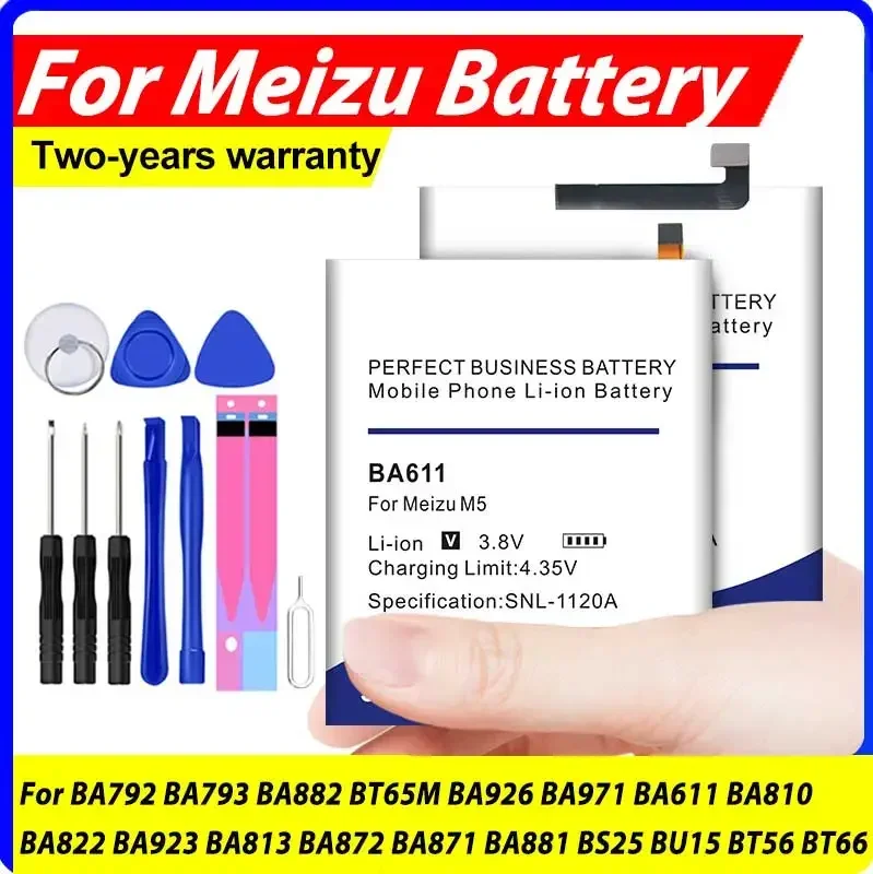 BA822 BT66M BA822 BU15 Battery For Meizu Pro M3 M3S M3Mini M5 MX5Pro BT65M MX6 6 7 15 Plus Note8 M8C V8Pro Meilan M1 E2 M57A