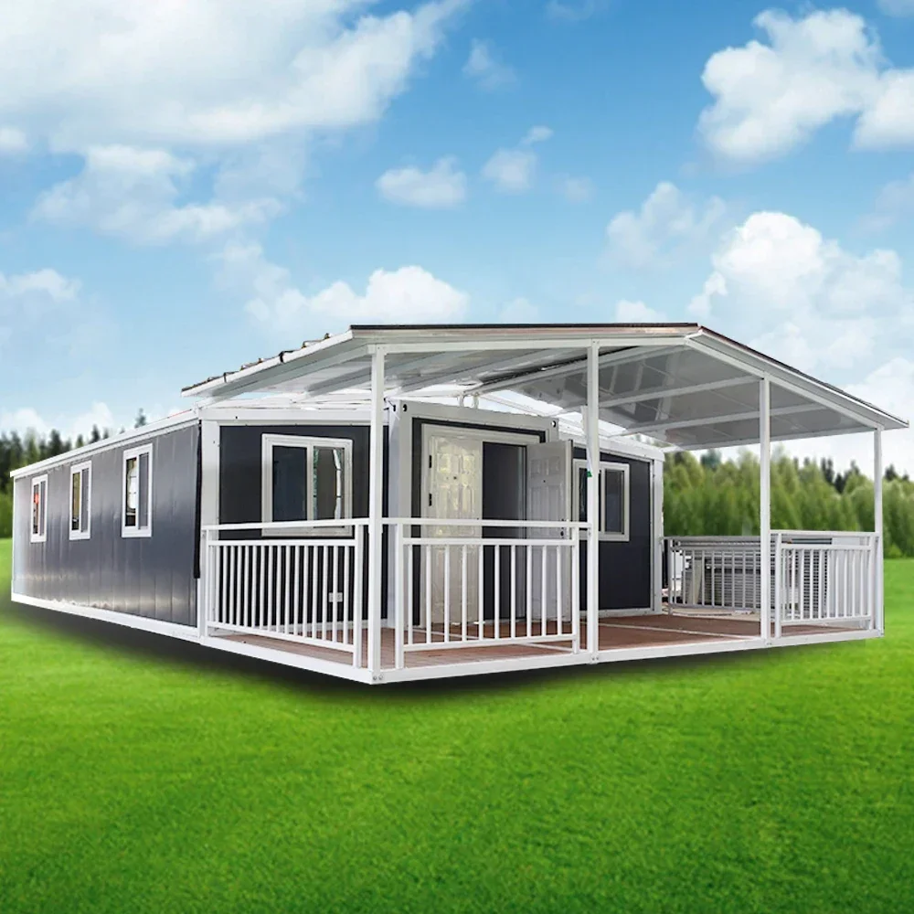 Light Steel Foldable Tiny Home Customized 40ft Expandable Prefab Container House Hurricane Proof 3 Bedroom Modular Houses