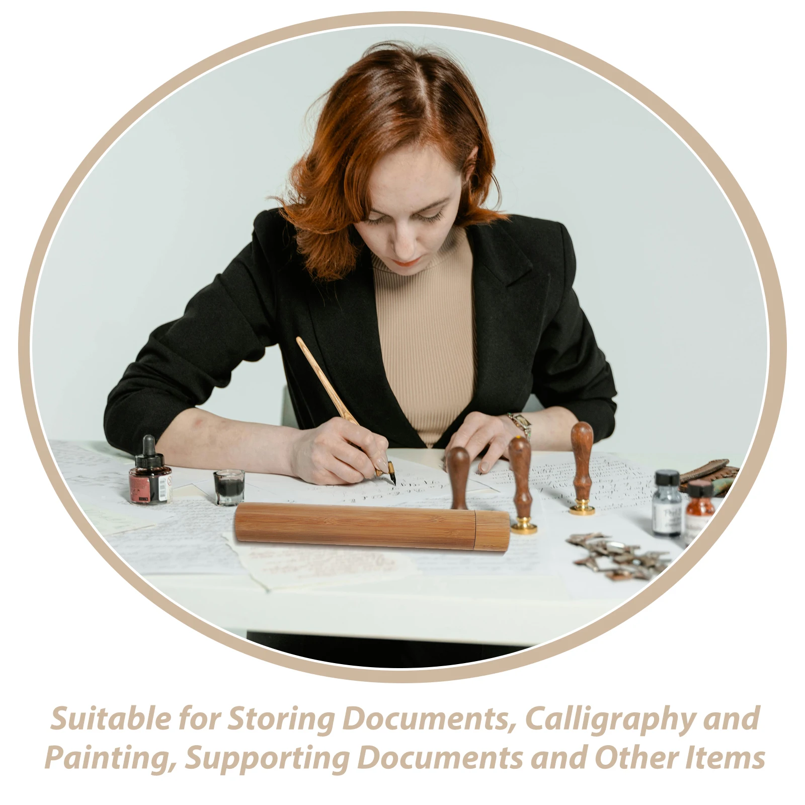 Bamboo Document Poster Tube Mailing Storage Drawing Tubes Holder Reusable Sturdy Artwork Packaging