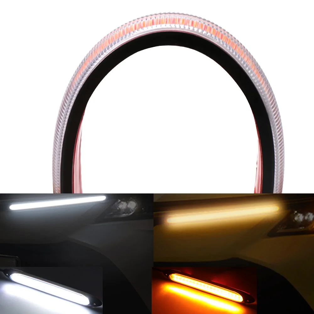 Car DRL Daytime Running Light Auto Headlight Sequential Strip Car Streamer Flow Day Light 2 Pcs/set