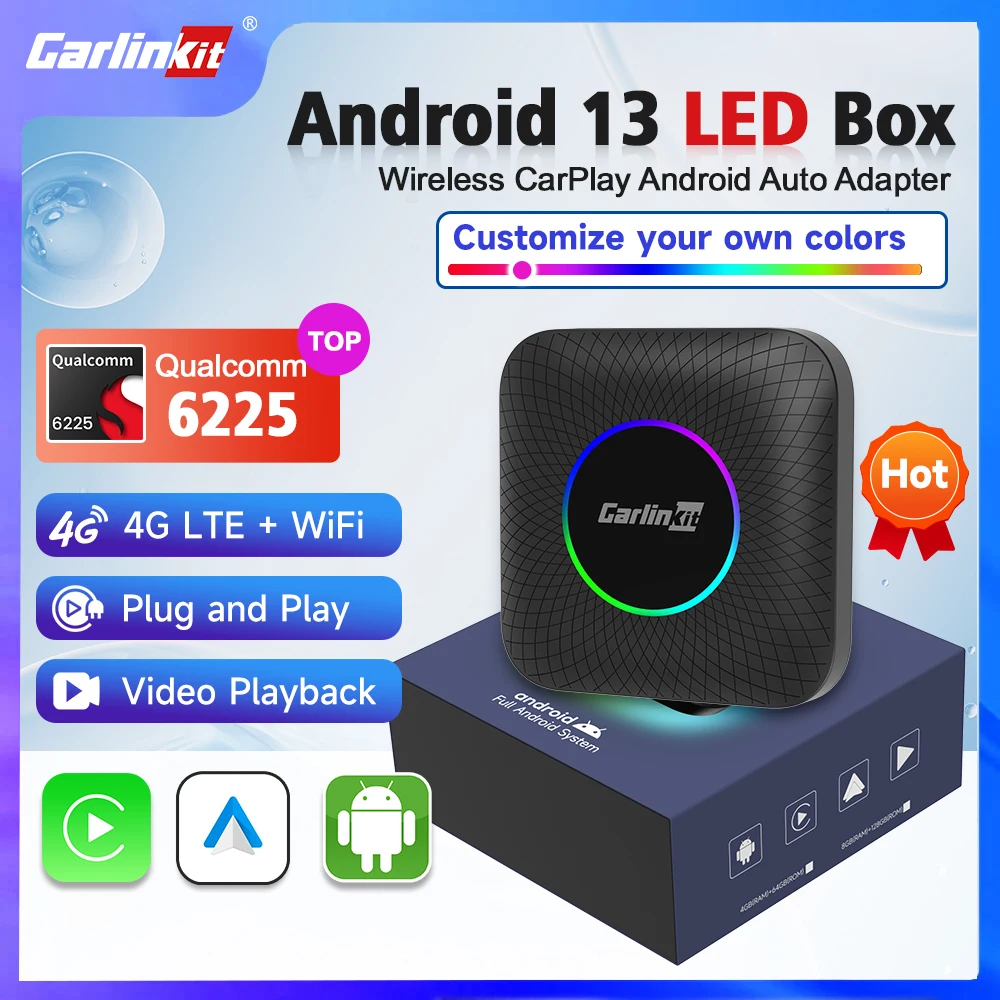 

Carlinkit CarPlay Android 13 мини Ai Box беспроводной CarPlay Android Авто 4G LTE Wifi для iptv Youtube Netflix Totota Audi Mercedes