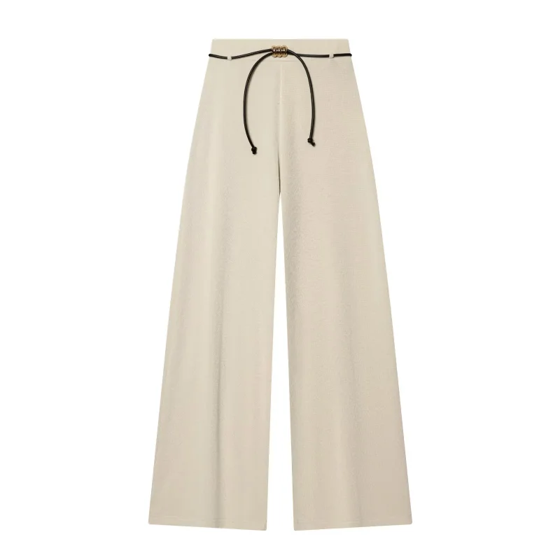 2026 Summer New Style Women's Casual Wide Leg Pants Solid Color High Waist Trousers With Belt Lady Versatile Commuting Workwear