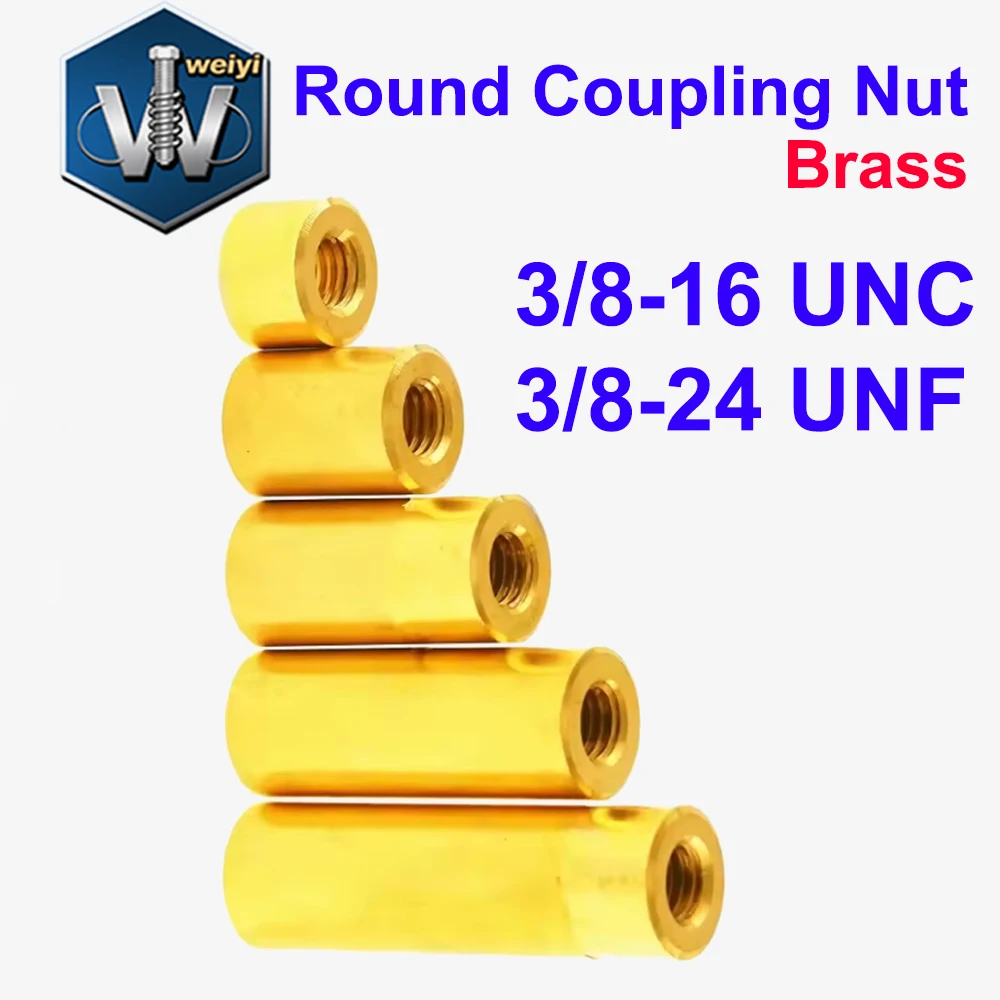 

Weiyi Coupling Nuts 3/8-16 UNC 3/8-24 UNF Brass Extend Long Lengthen Round Connector Joint Sleeve Nuts Copper Round Nuts
