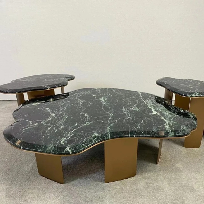 Luz italiana luxo lírio de água em forma especial mesa de centro de mármore designer villa sala de estar alta e baixa combinação café