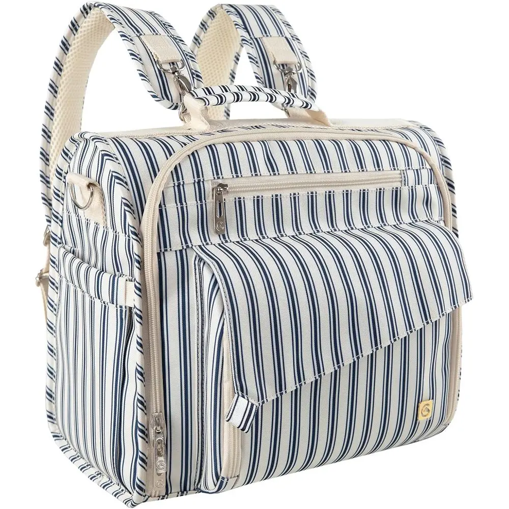 

Large Waterproof Diaper Backpack with Stroller Hooks, Multi-Functional Nappy Tote Bag