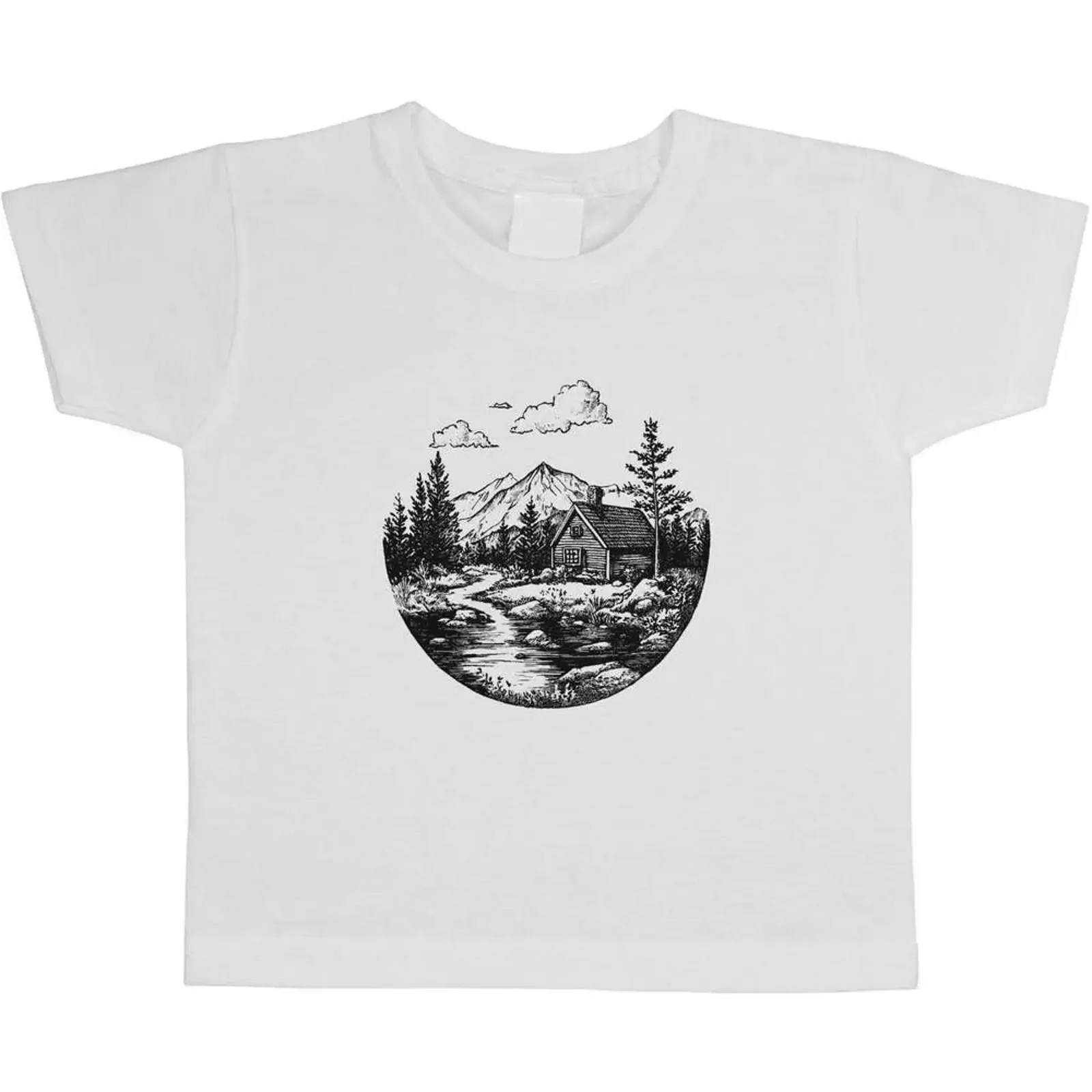 quot Hütte in Berglandschaft Kinder T Shirt Baumwolle TS051443 vintage Washed Comfortable Top For Everyday Wear streetwear