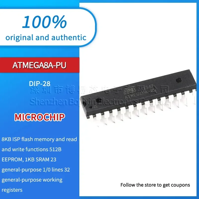 Original straight plug ATMEGA8A-PU plastic protective case