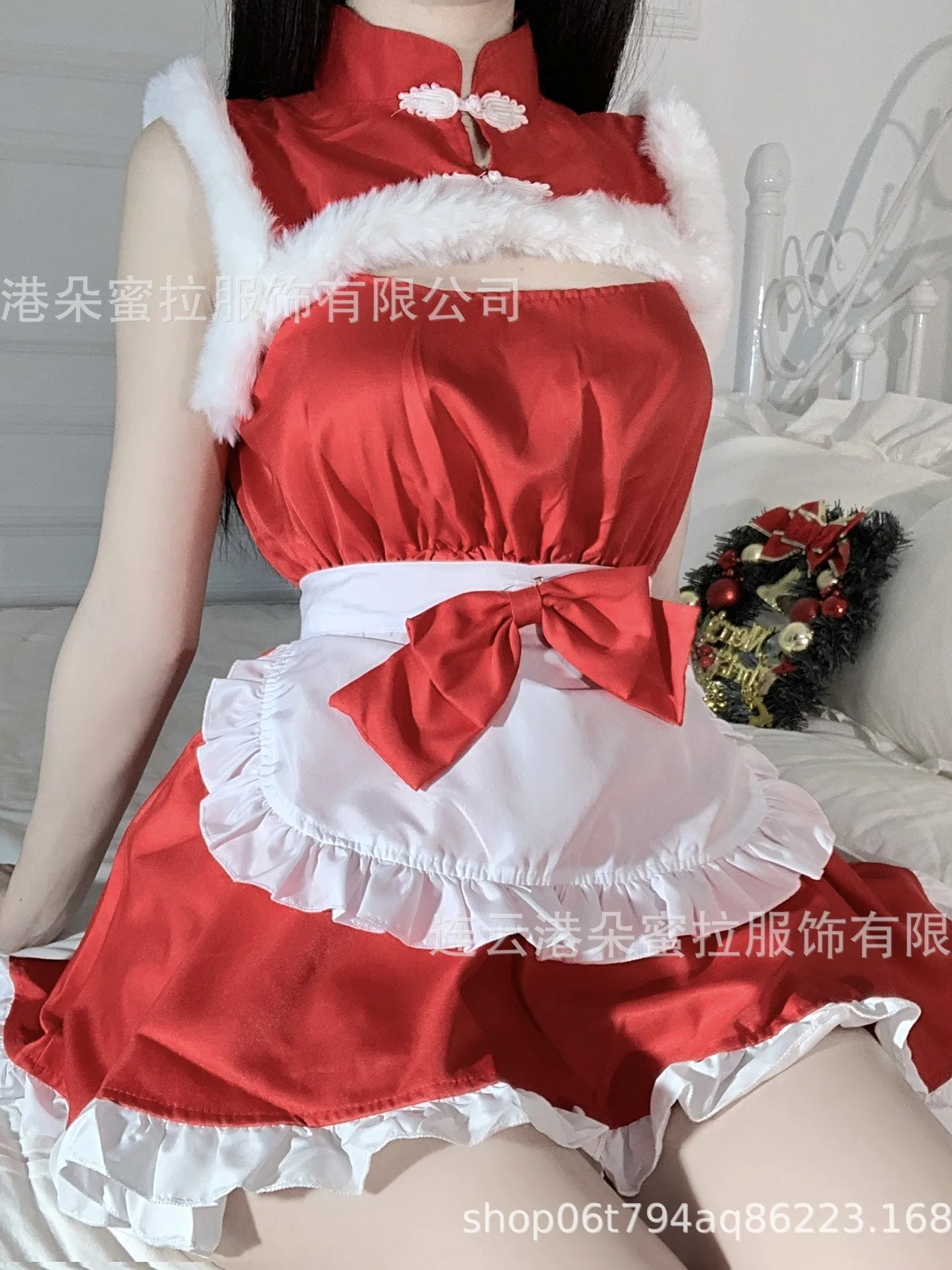 Mini vestido vermelho sexy para mulheres trajes cosplay femininos trajes de coelho elegante vestido de Natal novo top de moda, 0KU2, 2024