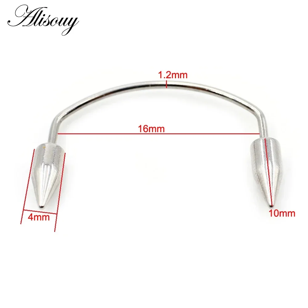 Alisouy 1PC Stainless Steel Dental Grills Septum Piercing Tiger Tooth Nail C Rod Grillz Lip Piercing Zomibe Tooth Decoration