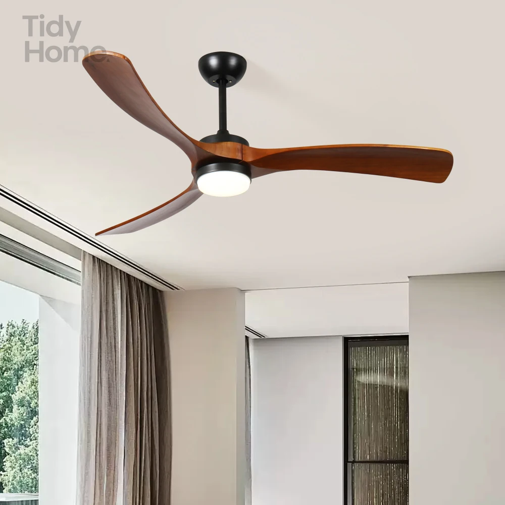 52 "3 solid wood leaf ceiling fan with lights,Multi-functional remote control AND QUIET Ceiling Fan,fit FOR LIVING ROOM/BEDROOM