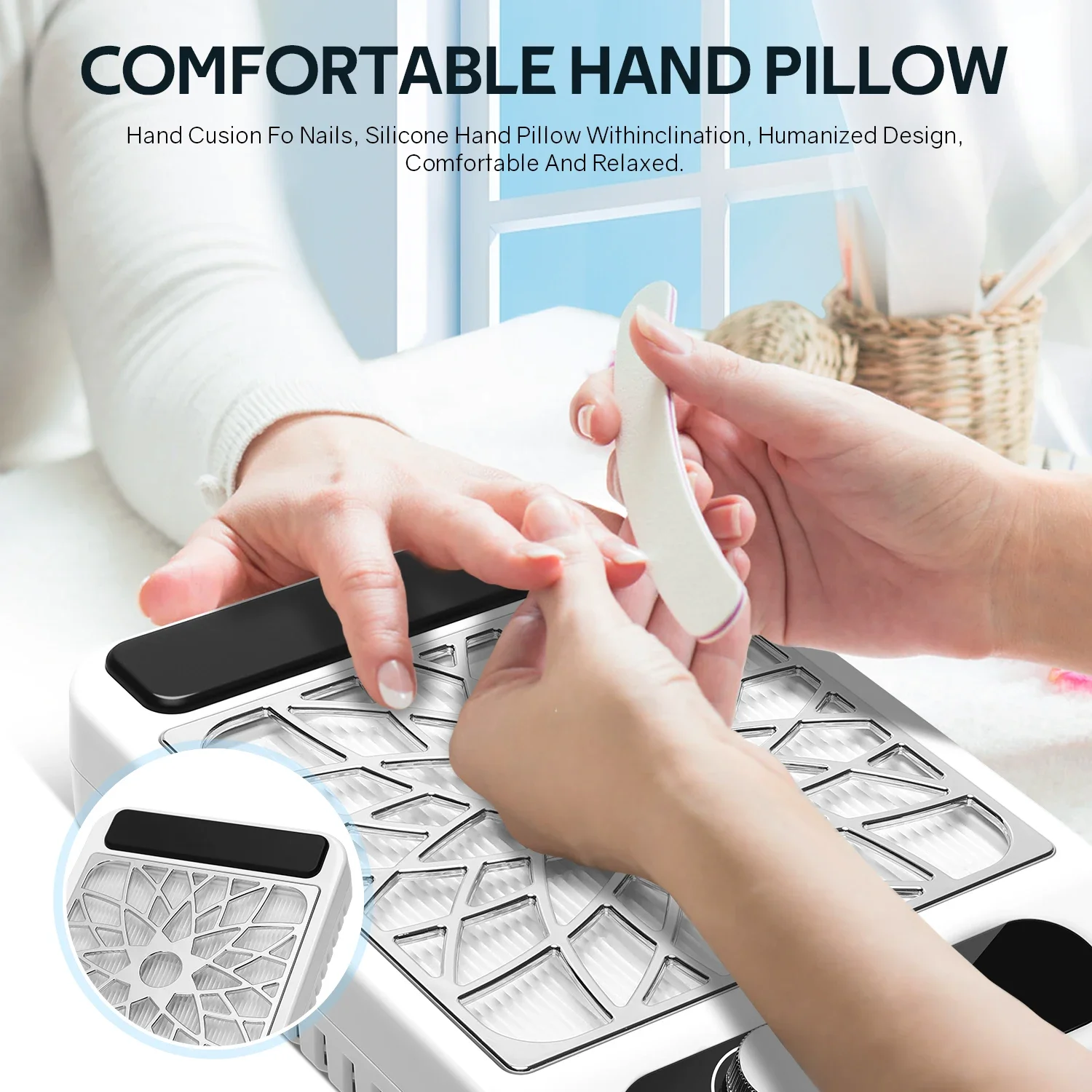 Colector de polvo de uñas al vacío, Extractor de polvo de uñas profesional con filtro reutilizable, equipo de manicura, velocidad ajustable potente