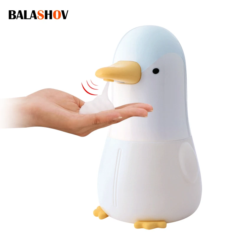 400 Ml น่ารักเพนกวินเครื่องจ่ายสบู่อัตโนมัติแบบสัมผัสเหนี่ยวนำฟองเครื่องซักผ้าสำหรับเด็กห้องครัวห้องน้ำ
