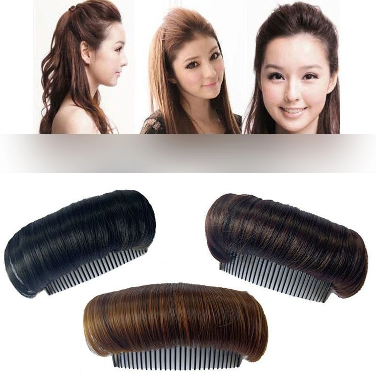 Puff Hair Head Cushion Synthetic Hair Pad Invisible Fluffy Hair Pad Clip Bun Bump It Up Volume Hair Base Women Hair Accessories