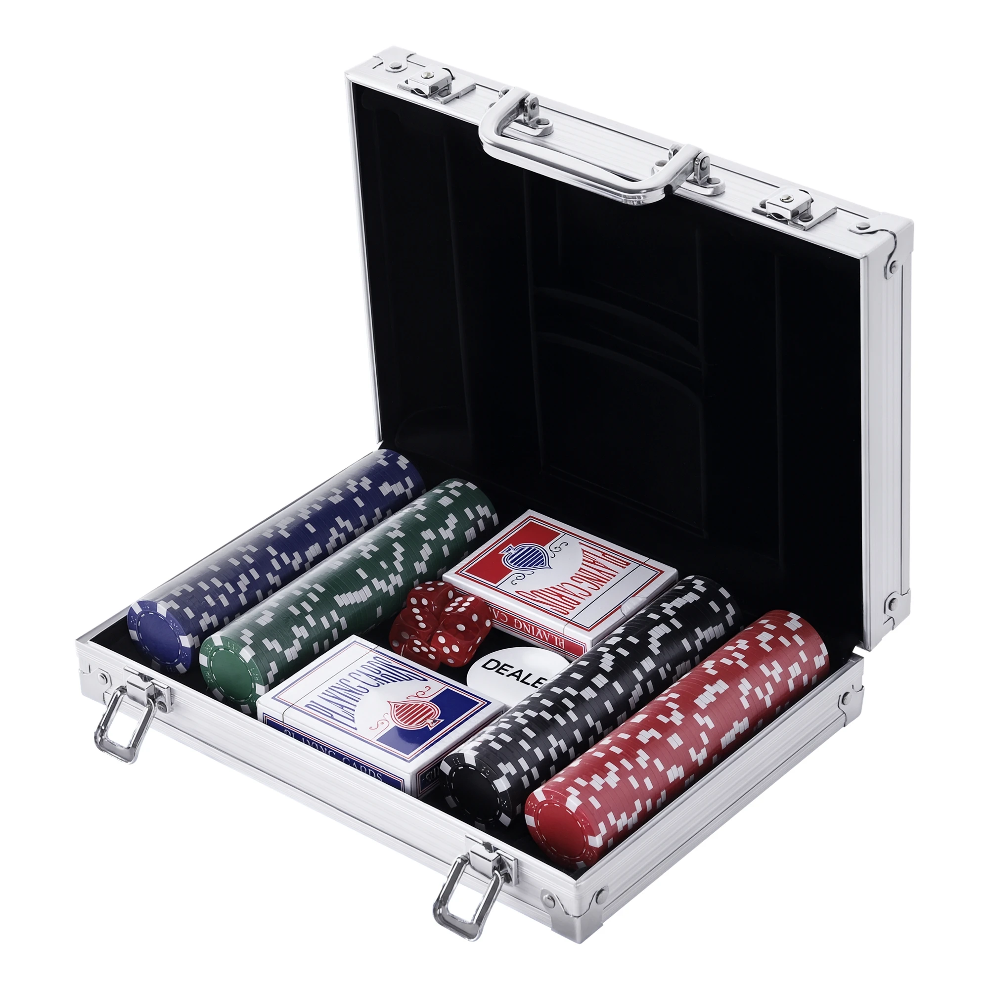 Poker Chip Set, 200 Chips with Aluminum Case, Silver