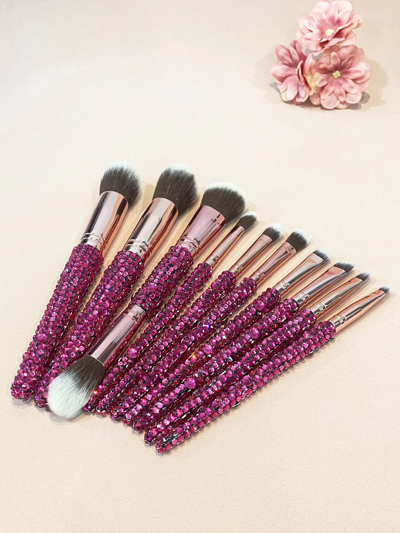 Diamond-Studded Makeup Brushes,  Foundation Blush, Loose Powder Brush, Repairing Brush, Concealer Brush, MakeupBrush Set, 10Pcs