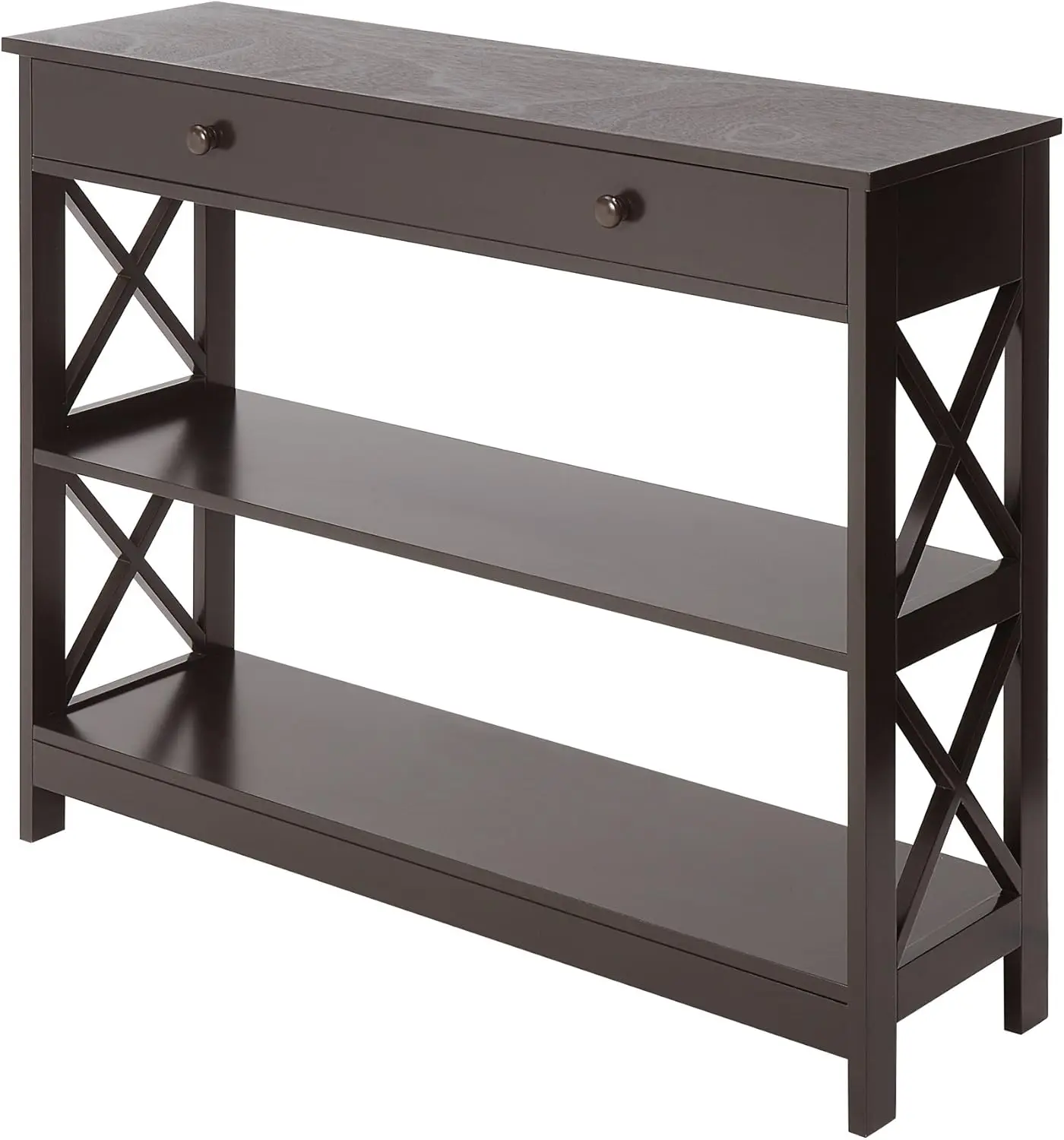 1 Drawer Console Table with Shelves, Espresso