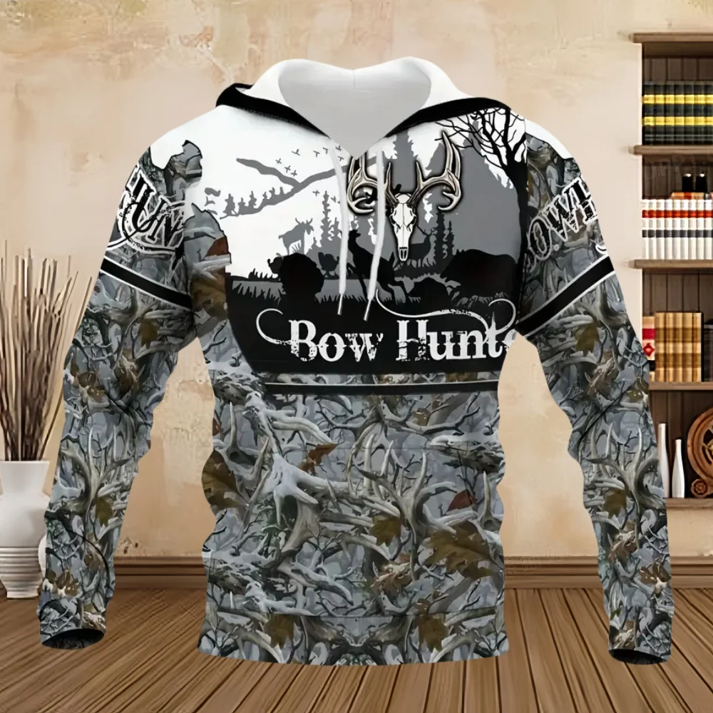 Camouflage Men Hoodies Antlers 3D Print Fashion Pullover Sweatshirt Men's Clothing Street Harajuku Hoodies Y2k Men's Sweatshirt