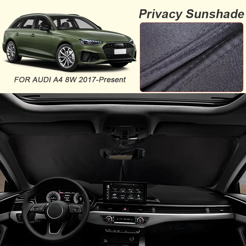 

Автомобильный черный солнцезащитный козырек для окон для AUDI A4 8W 2017-2026, автоматическая защита от УФ-лучей, теплоизоляционная защитная крышка, аксессуары для интерьера