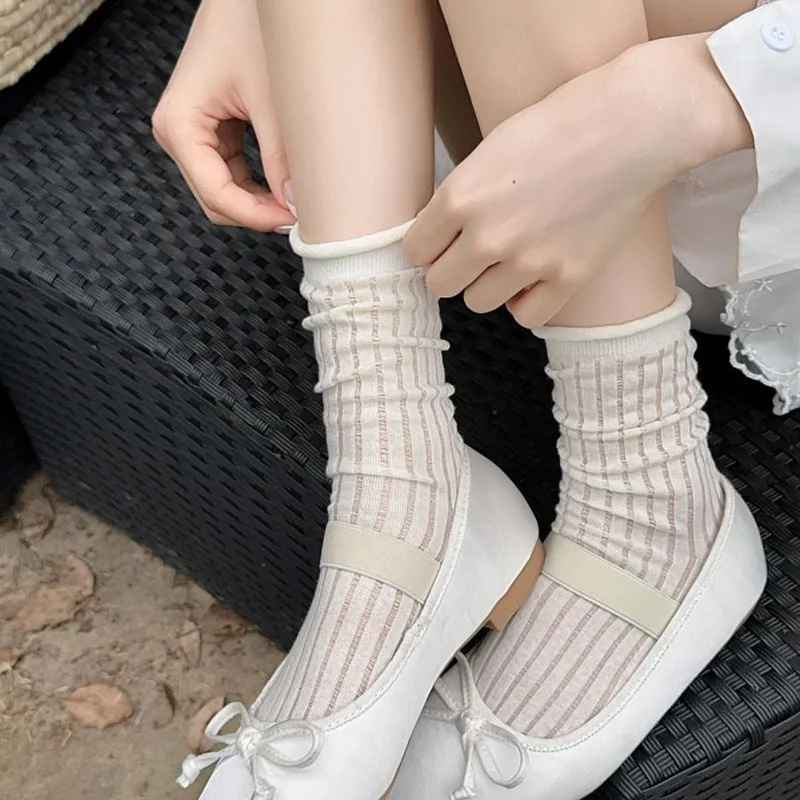 6 Paar viel Rüschen Rüschen Frauen Socken freie Größe rosa weiß grau atmungsaktiv Sport einfarbig lange Socken weiche Mädchen Socken lose