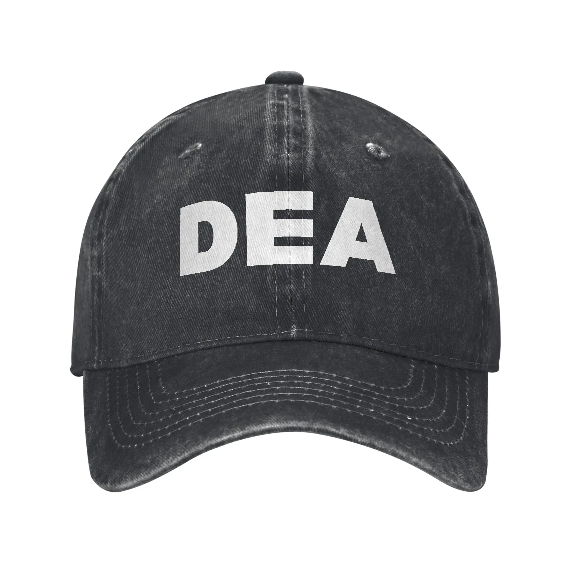 

Summer DEA White Letter Print Baseball Cap Sun Adjustable Washed Hip Hop Hats Unisex-Teens Fitted Retro Outdoor Gym Snapback Cap