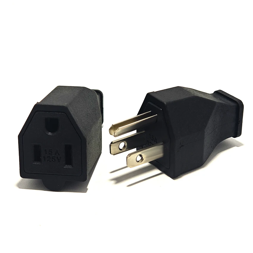 US American Standard 3Pin Power Rewireable Plug Male Female Socket Outlet Adapter Extension Cord Connector 15A125V Detachable