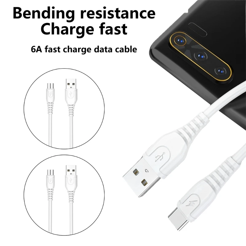 Flashing Charging 6A USB Type C Cable for 60 120W Fast Charging USB C Cord Cable for USB C