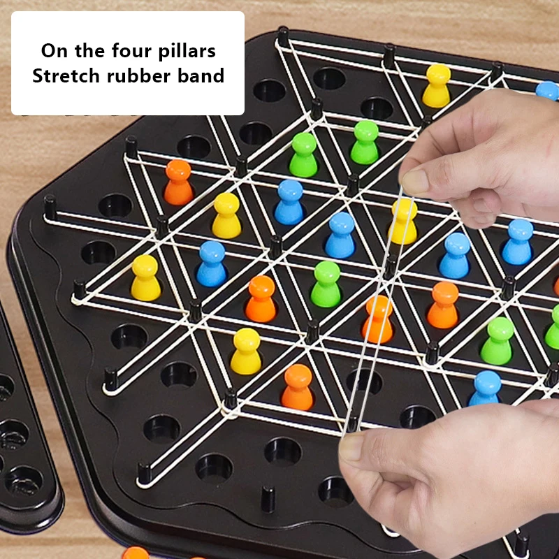 

1Set Geometry Chain Chess Desktop Game Rubber Band Training Family Interaction Exercise Thinking Toys Gifts Puzzle Chess