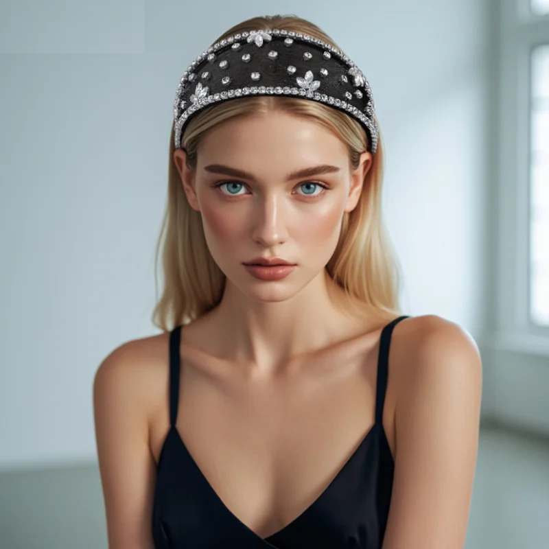 Women Wide Version Hair Hoop Baroque Party Hair Accessories Stage Performance Mesh Headwear Girls Hair Bands