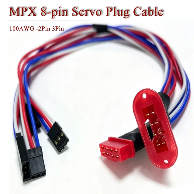 8-pin MPX Servo Connector Extension Cable Male and Female Plug 100AWG 2-wire 3-wire Version Line for Fixed Wing RC Aircraft 33cm