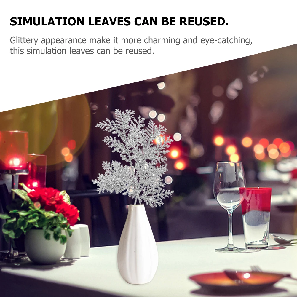 

6 Pcs Simulated Pine Branches and Leaves Decoration Fake Greenery Stems Faux Leaf for Vase Pe Office Evergreen Artificial