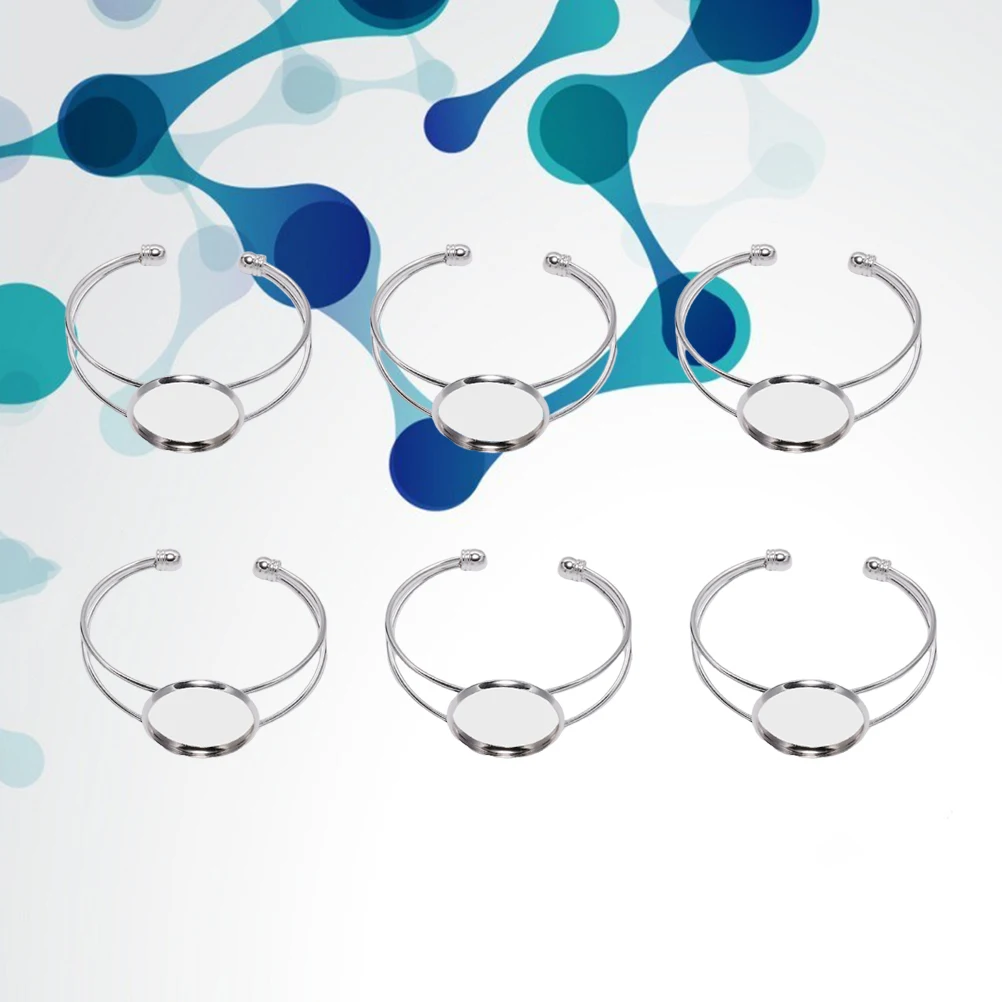 

6 Pcs DIY Bracelet Jewelry Making Base Bead Charms for Bracelets Copper with Bezel Plate Travel Bangles
