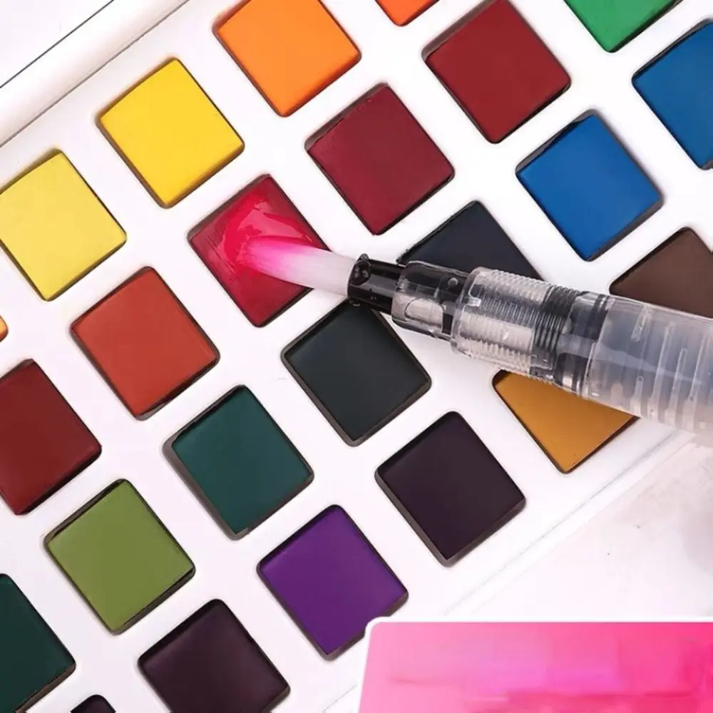 Folding Watercolor Paint Set with Water Brush Pen 18/24/36/42 Colors Oil Painting Kit Solid Watercolor Pigment School