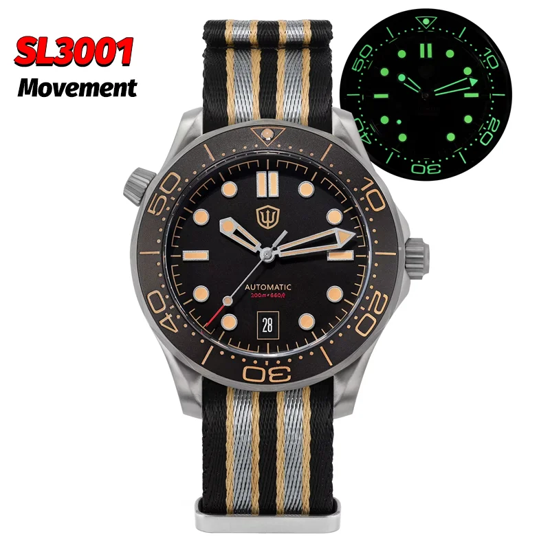 Watchdives WD007 V4 Automatic Dive Watch 200M Waterproof PT5000/SL3001 Titanium Case Sapphire Crystal Mens Vintage Watch Gift image 3