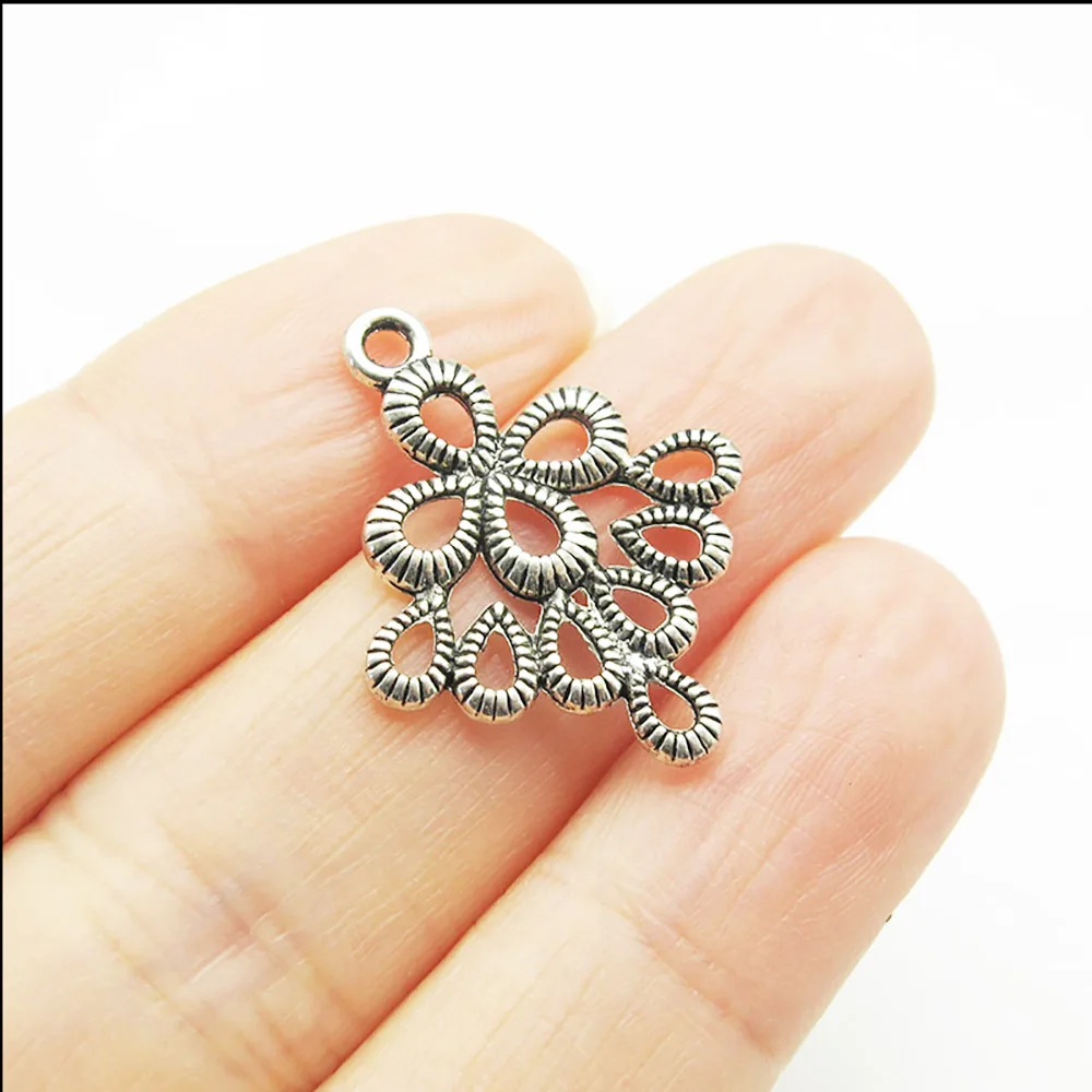 New Charms Antiqued Silver Color Heart Angel Wings Chinese Knot Charms Pendants DIY J034