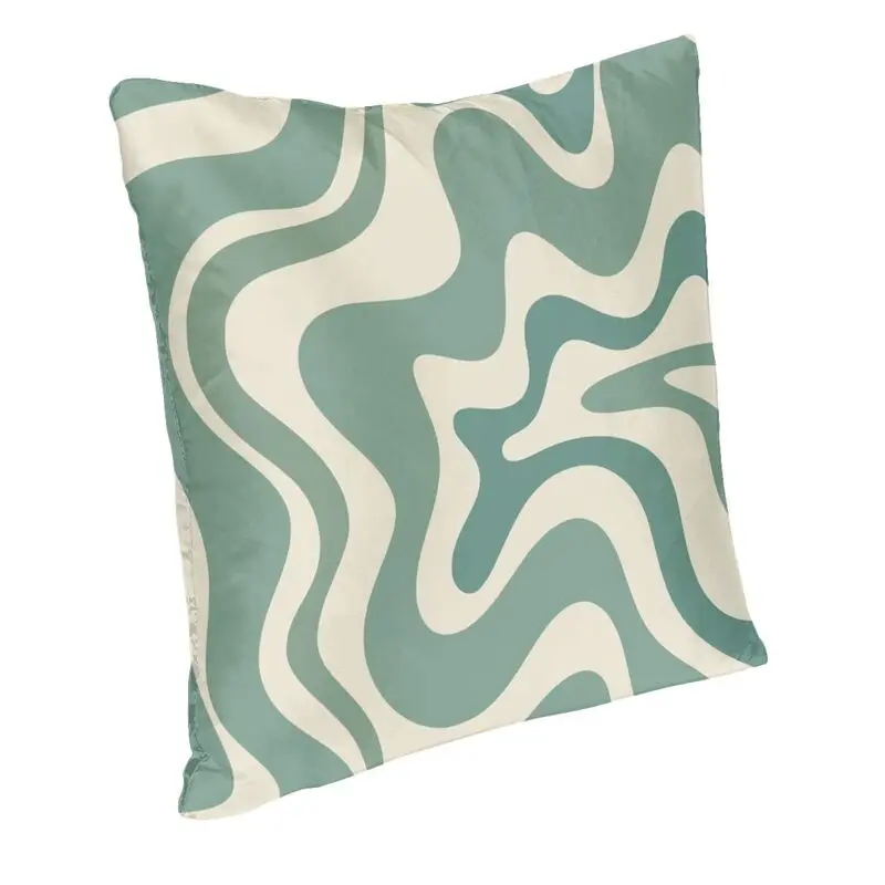 Custom Luxury Liquid Swirl Abstract Pattern In Eucalyptus Sage Cushion Covers 45x45cm Velvet Pillow Case Pillowcase Decoration