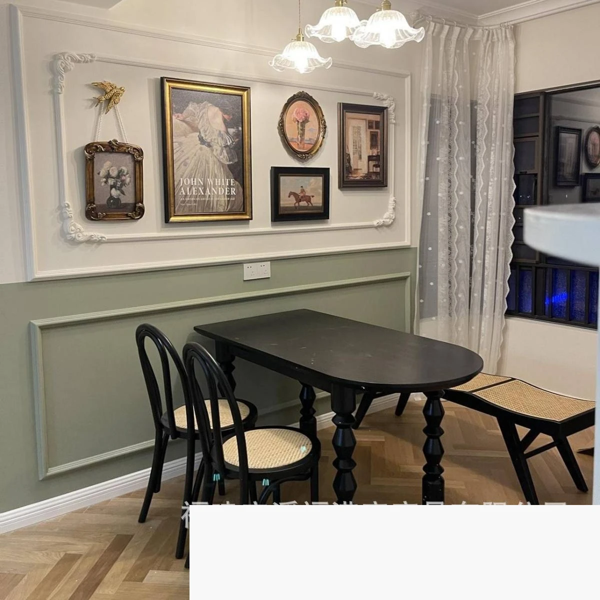 French vintage all-solid wood dining table, black island table, simple oval desk and workbench, solid wood long table