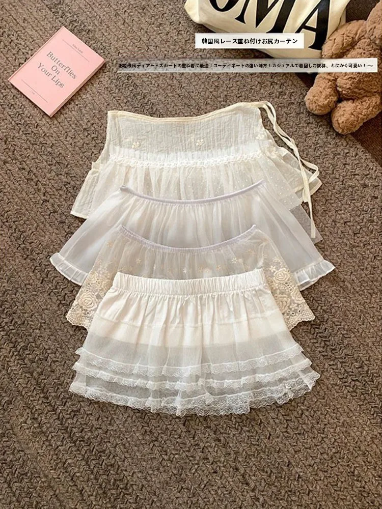 Lace Half Skirt Women's 2026 New Layered Inner Wear Ballet Style Mesh Skirt Curtain Butt Covering Hemline  Skirt