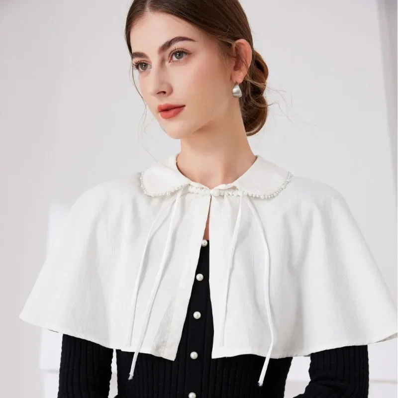 New Chinese Style Fake Collar for Womens Big Lapel Cape Shawl Vintage Cloud Shoulder False Collar Neck Small Cape
