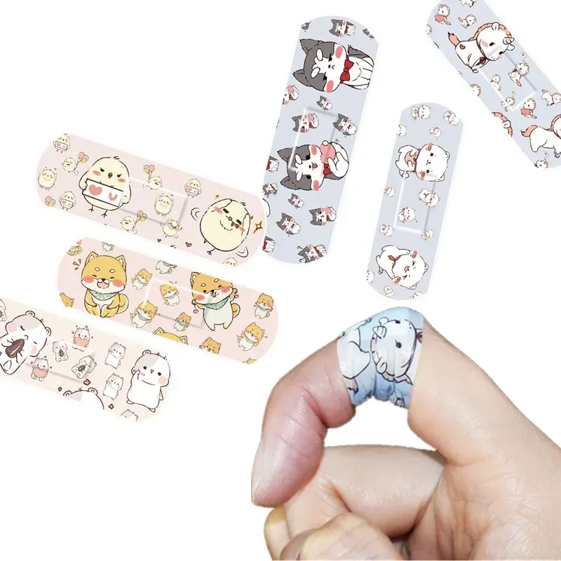 120pcs/set Elastic Band Aid Cartoon Waterproof Skin Patch for First Aid Adhesive Bandages Children Skin Wound Dressing Plaster