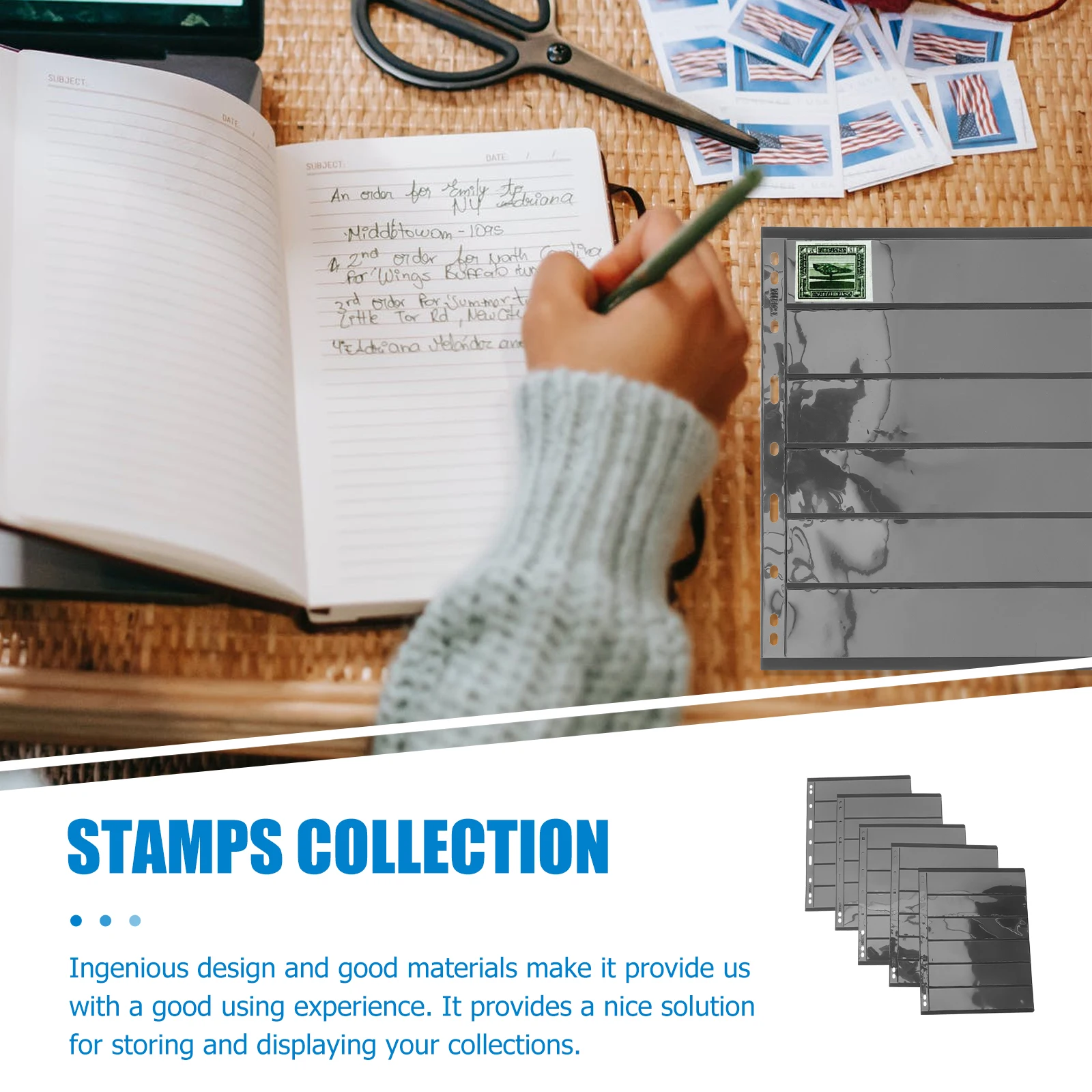 

10pcs Collection Albums Transparent Stamp Holder Pages for Photo Card Coin Storage Collectors Album Holder