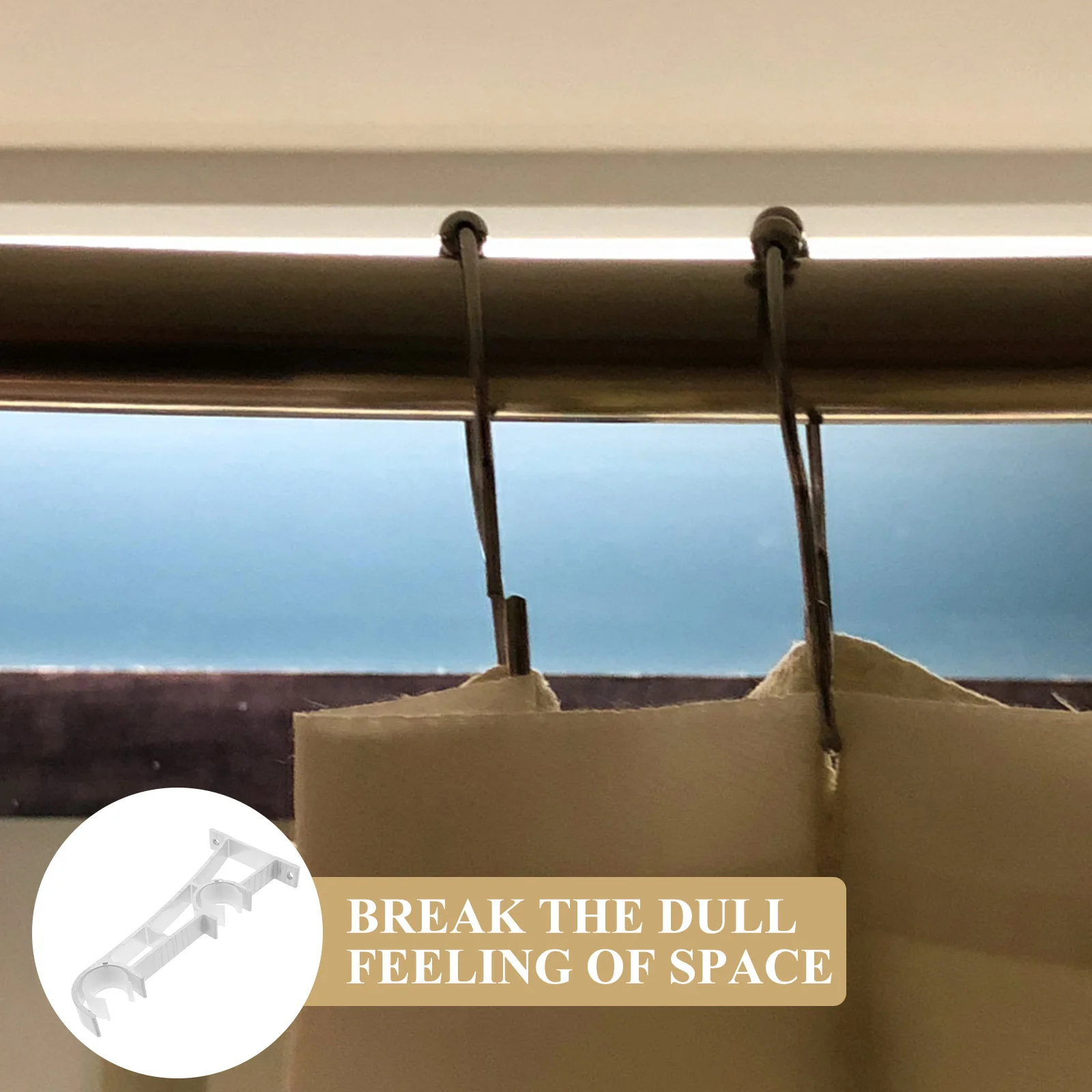 

4Pcs Aluminum Alloy Double Curtain Rod Brackets Wall Mount Holders for Window Door Drapery Metal Rod Support Strong Grip