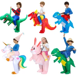 Disfraz inflable de unicornio y dinosaurio para niños, ropa divertida y bonita para niños y niñas, trajes de fiesta de actuación de Navidad y Halloween