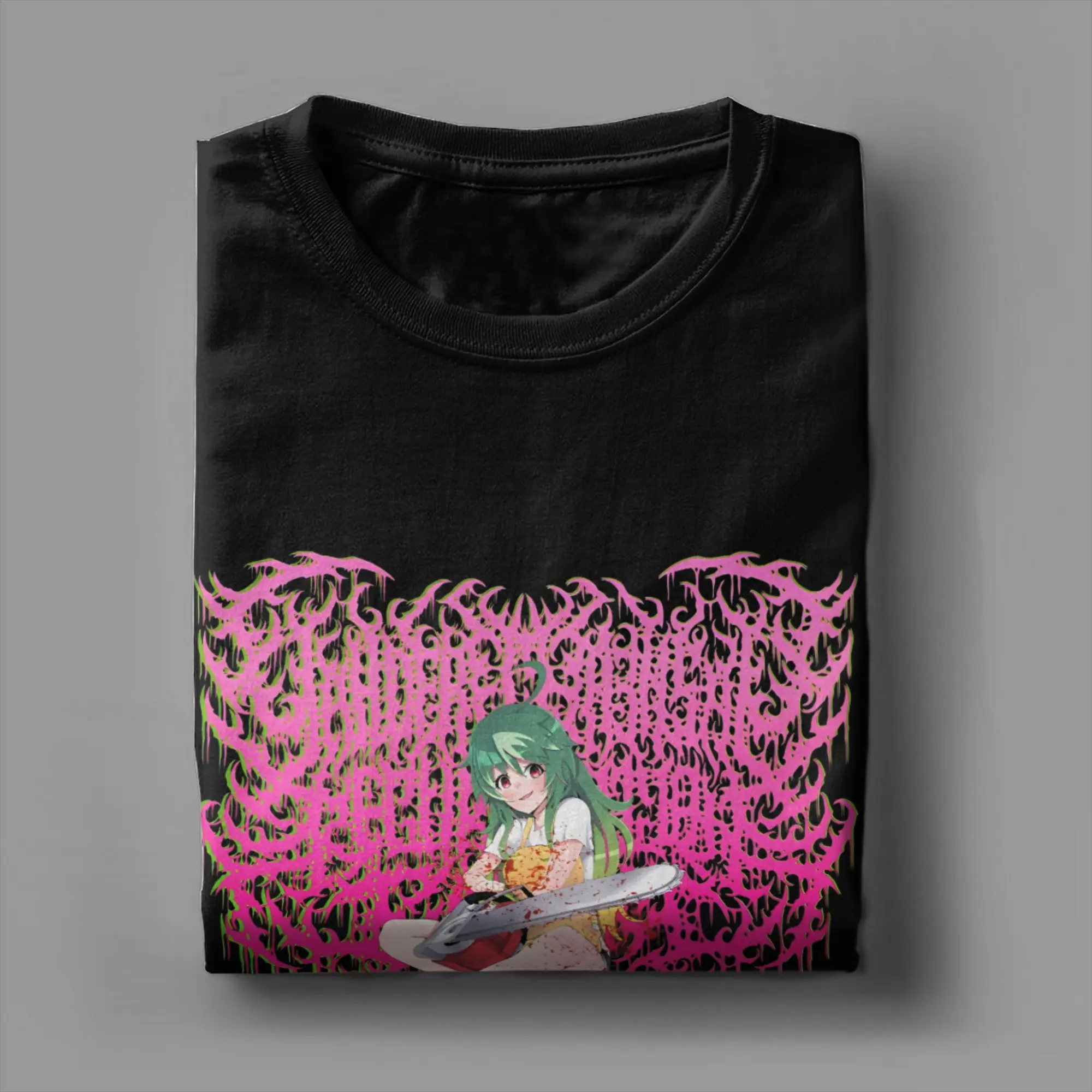 Yandere مصنع المنشار بالمنشار صلصة الذهب الأسود الظلام روك أنيمي البعد الثاني تي شيرت للرجال 100% القطن تي شيرت تيز #4