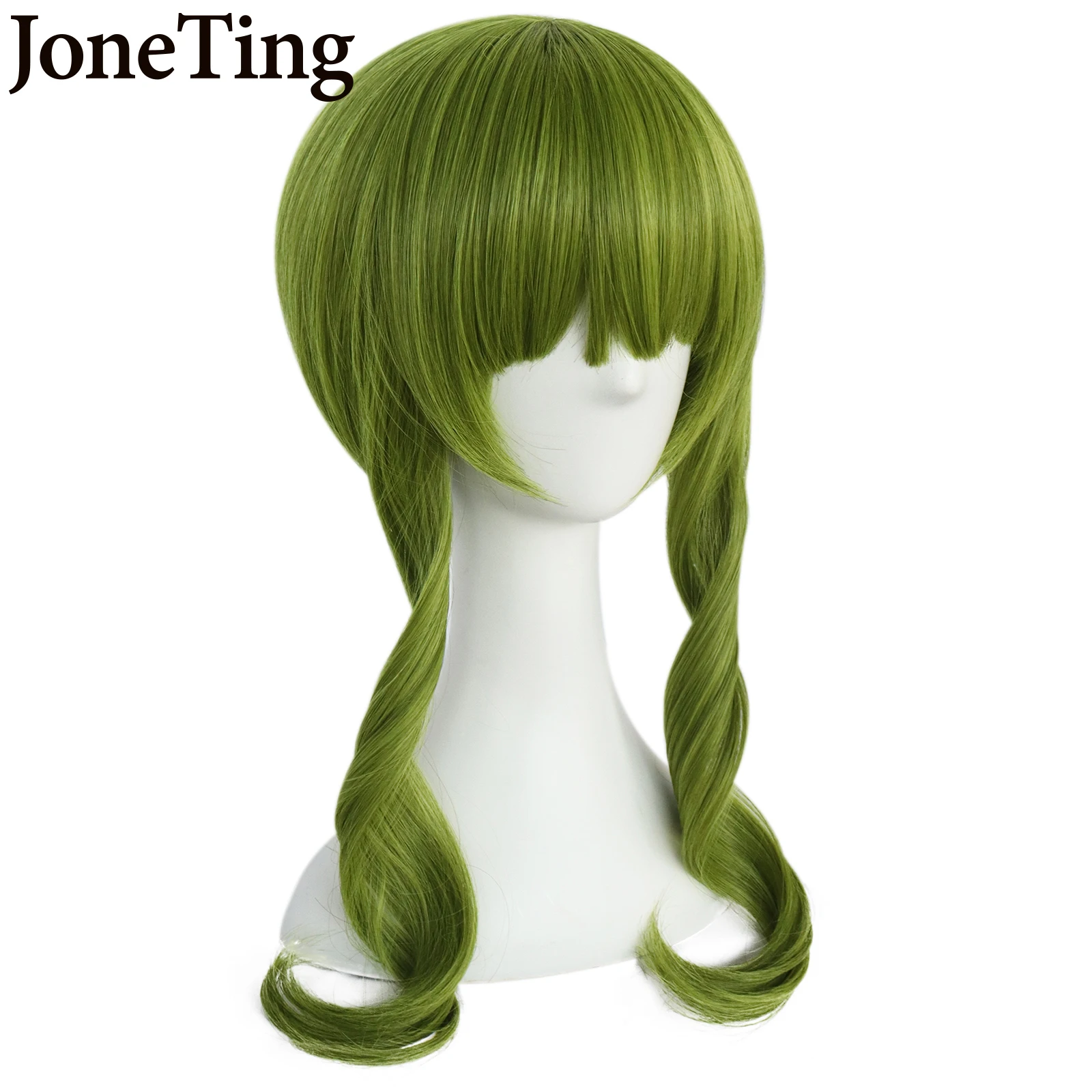 JT Synthetic Dead Master Cosplay Wigs Anime Black Rock Shooter Long Curly Green Wig with Bangs Heat Resistant Fiber Halloween