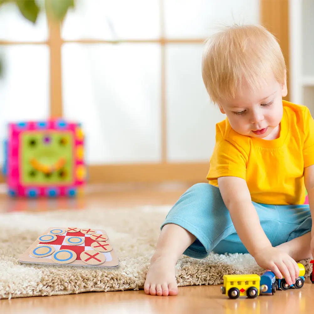 

2Sets Wooden Educational Board Game for Kids Portable Cotton Bag Strategy Family Learning Chess Plaything